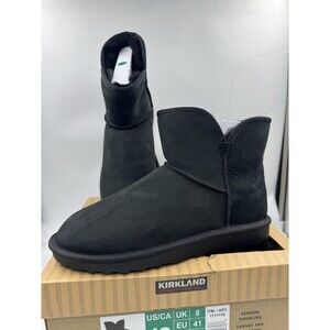 Kirkland Women's Shearling Scalloped Edge Suede Boot Booties Black NEW Size 10